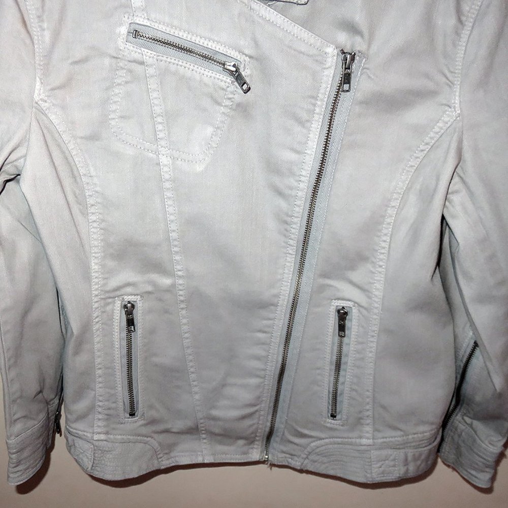 LOFT Khaki-colored Denim Jacket, Stretch, Sz 8 - Picture 3 of 7